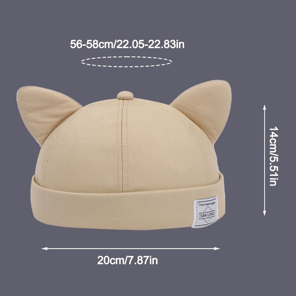 Fashion Cotton Cat Ears Landlord Hat Adjustable Solid Color Melon Skin Hat Hip Hop Brimless Docker Cap Outdoor