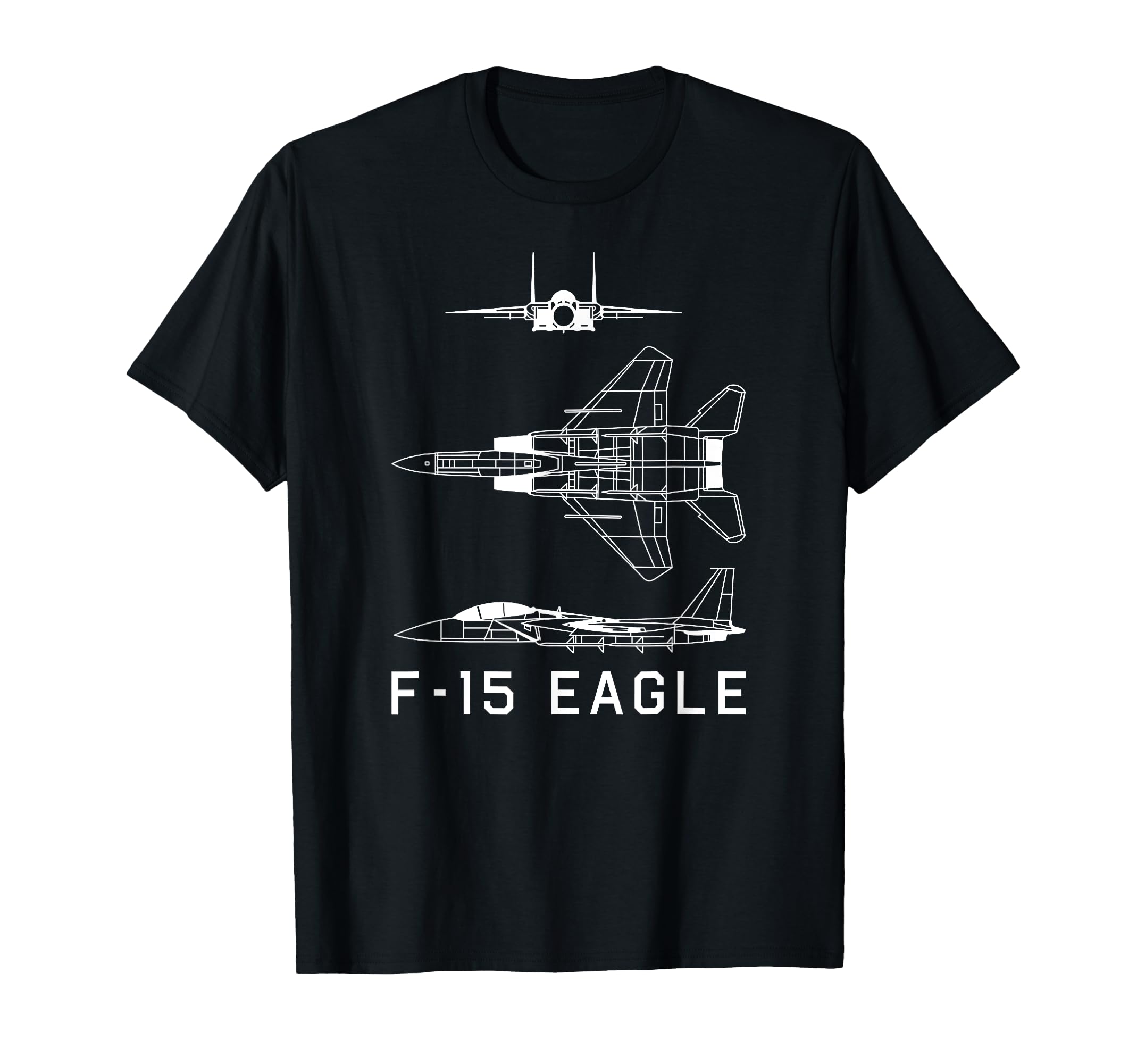 

F-15 Eagle American Jet Fighter Blueprint T-Shirt