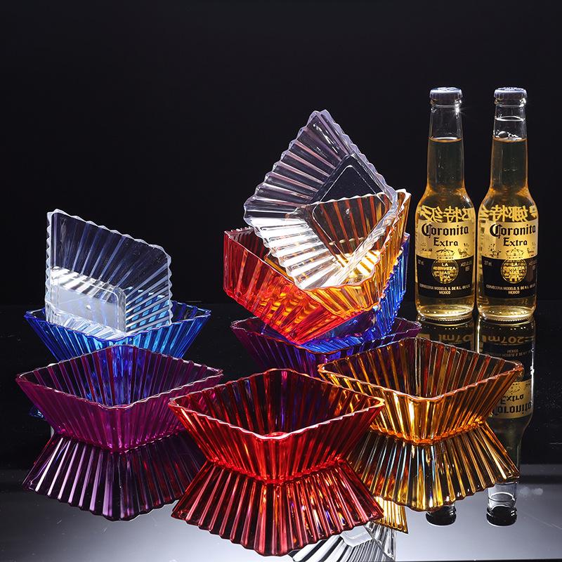 

Bar Ktv Snack Plate Commercial Plastic Square Plate Clear Bar Pack Snacks Melon Seeds Dim Sum Dried Fruit Plate Fruit Plate жовтий