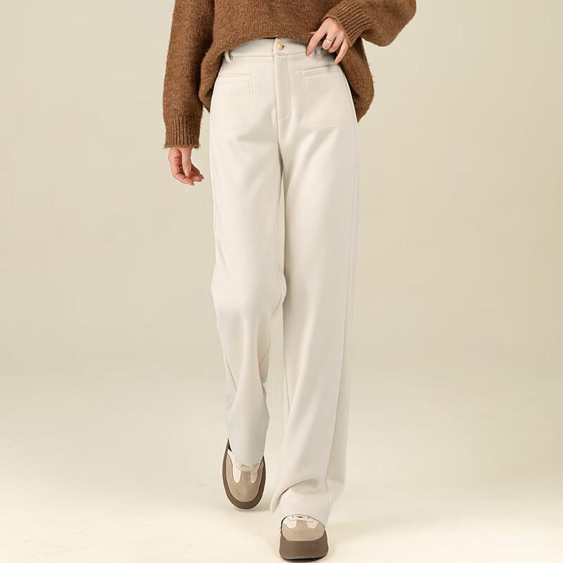 Women's Wide-Leg Wool Blend Drape Casual Pants