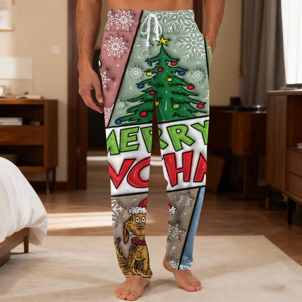 Men's Plain Knit Solid Pocket Casual Pants Home Pajama Pants