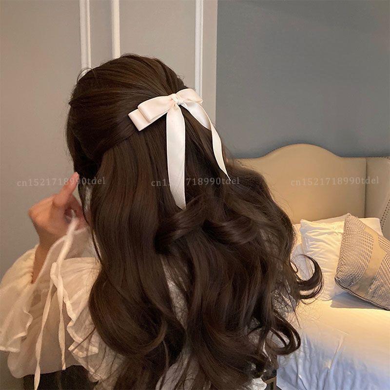 Fashion Fabric Hair Bow Hairpin for Women Girls Ribbon Hair Clips Black White Bow Top Clip Female Hair Accessories