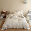 French Luxury Lace-Edged Cotton Linen 4-Piece Bedding Set in Princess Style