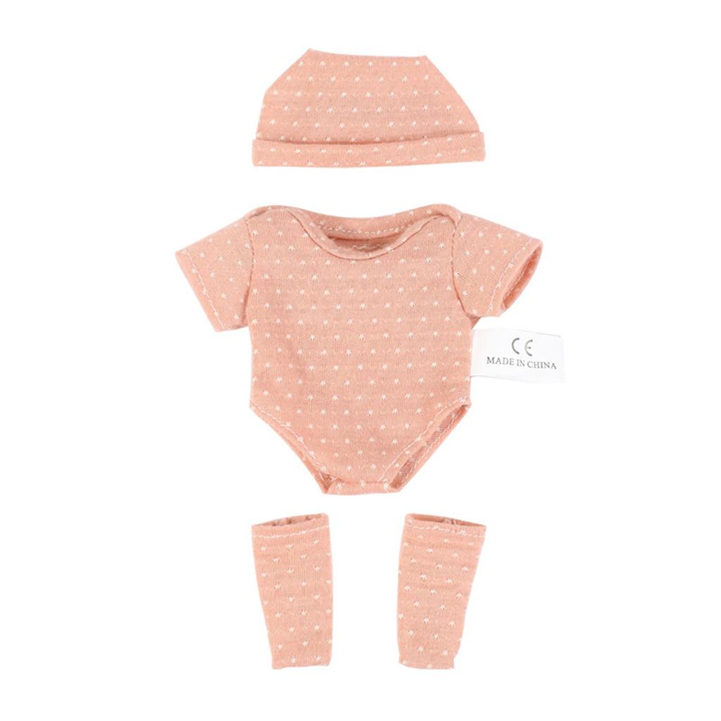 Baby Doll Hat&Rompers&Leg Warmer Set Girl Doll 7.87 Inch Matching Clothes Sweet Style Cute Costume Set for Children