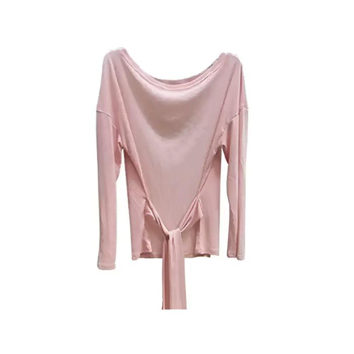 Apricot Sheer Off-Shoulder Tie-Up Top – Women s Summer 2025 Arrival Large розовый