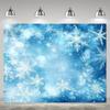 2D Frosty Blue Snowflake Mist Background Tapestry Holiday Home Decor Fabric