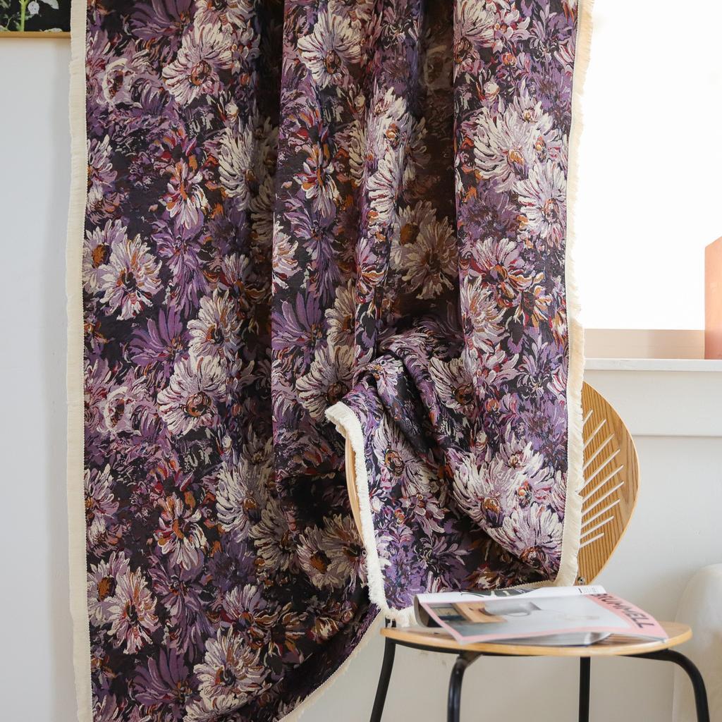 Curtain Finished American Oil Painting Rose Jacquard Thickened Dining Room Balcony Small Window Kitchen Small Curtain