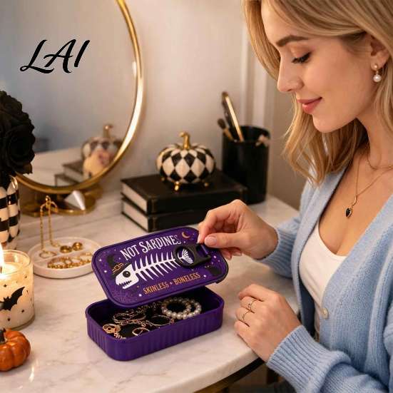 Creative Holiday Gift for Jewelry Lovers Halloween Box 3D Printed Small Keepsake Box with Fish Party Favor Shaped Holder Gothic Decorative Organizer