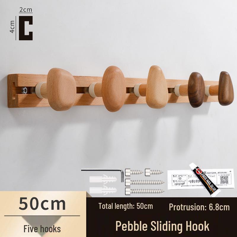 Solid Wood No-Punch Wall-Mounted Coat Hook