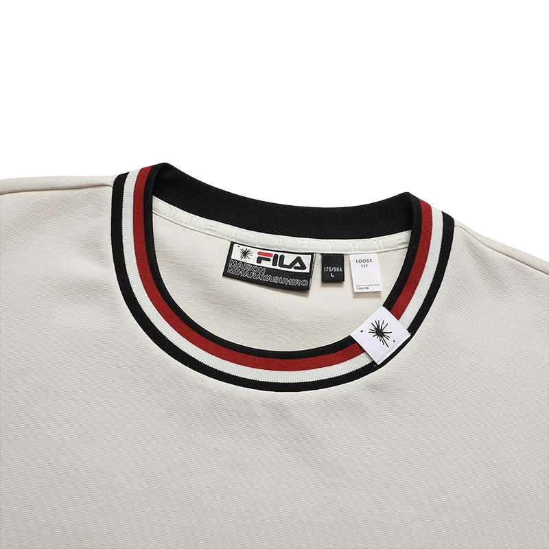 FILA X MIHARA YASUHIRO Collaboration American Retro Color Block Striped Letter Print Sports Casual Crew Neck Long Sleeve T-Shirt F11M213206F-BG