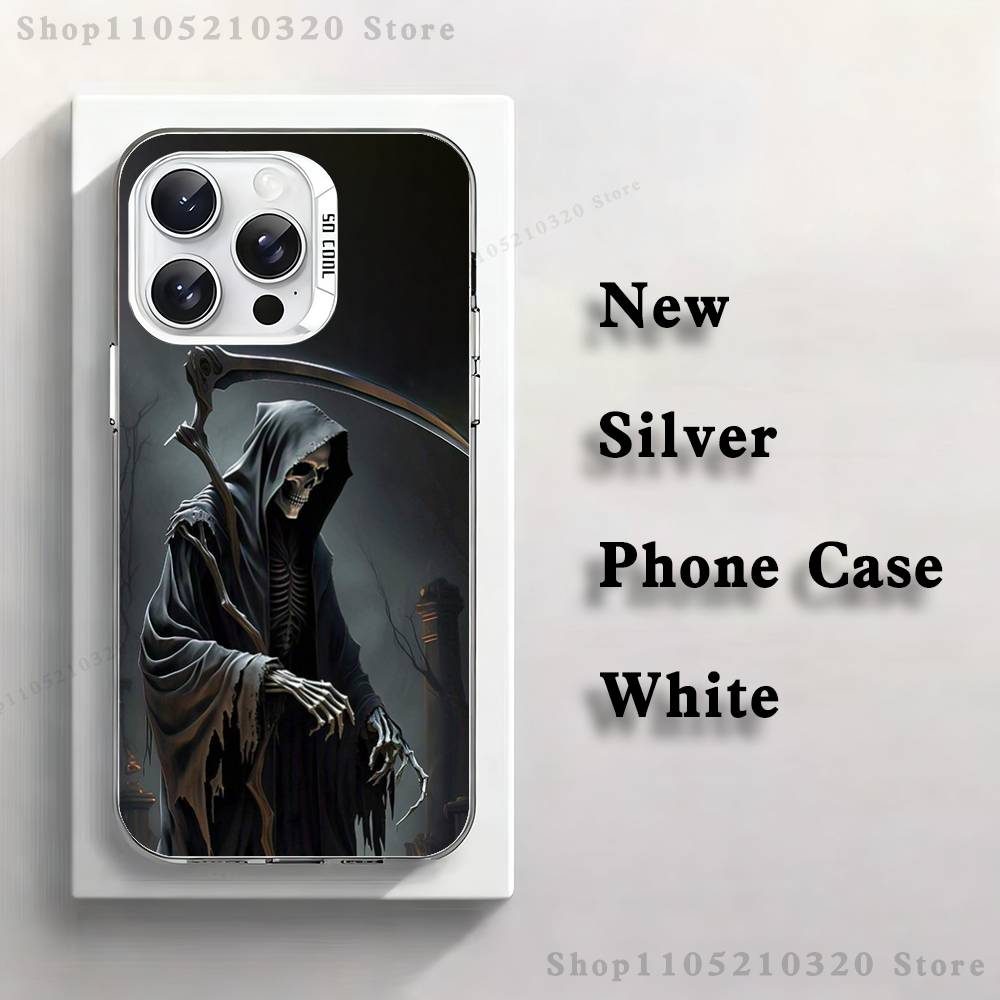 

Santa Muerte Art Phone Case For iPhone 17,16,15,14,13,12,11,Mini,Pro,E,MAX White Matte Silicone Whtie Cover iPhone17promax