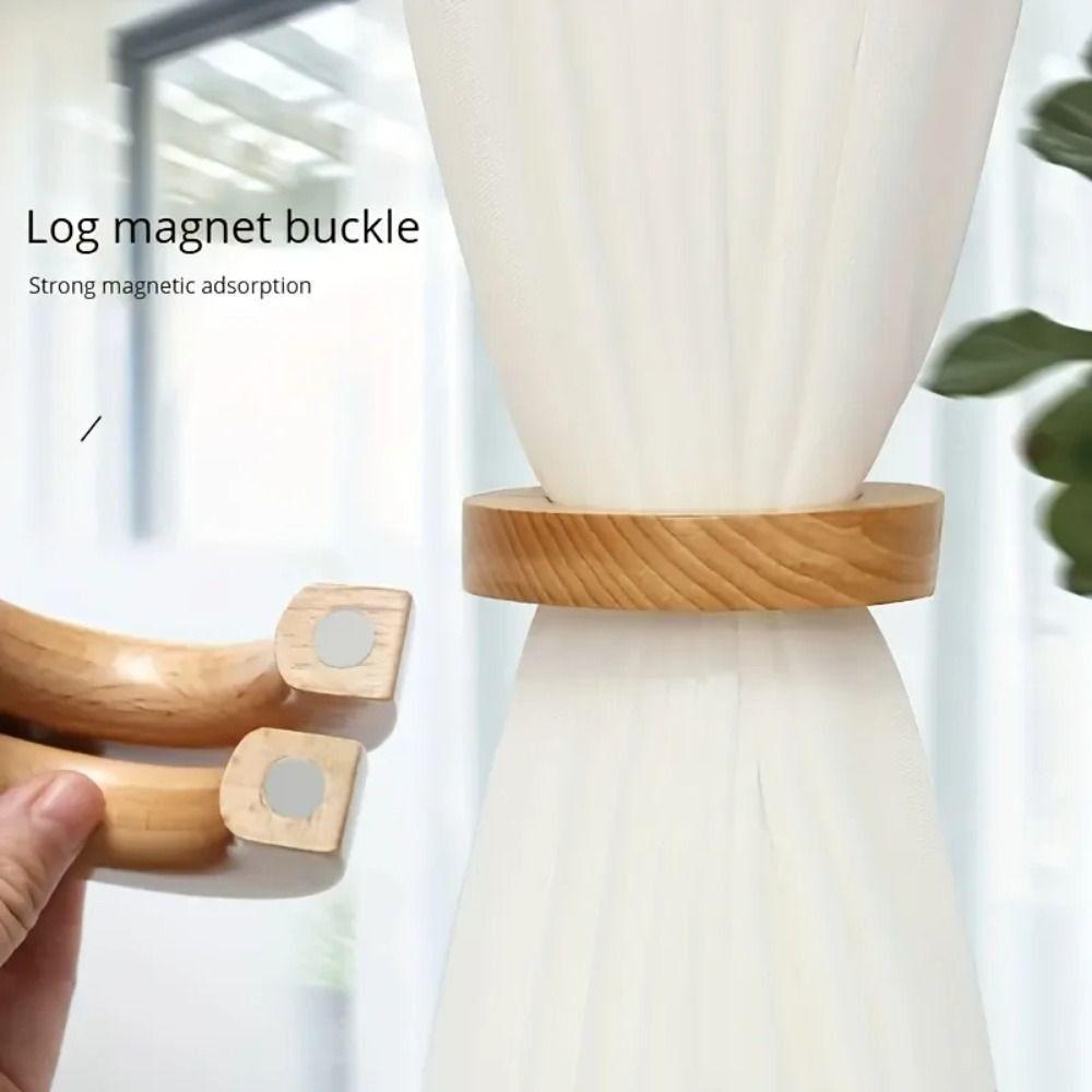 Light Luxury Wood Curtain Buckle Rotating Fixer Curtain Tieback Magnetic Clip Home Decoration Curtain Tie Holding Curtain