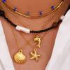New Summer Starfish Pendant Necklace: 18k Gold Stainless Steel, Retro European American Style.