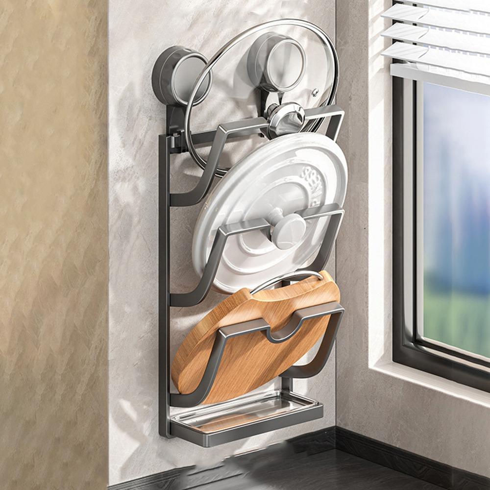 Punch-free Pot Lids Holder Wall Mounted Cutting Board Storage Rack  Kitchen