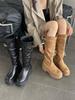 2025 nouveau style britannique semelles épaisses rehaussées grande circonférence de tige deux portés tube moyen et long mais bottes hauteur genou