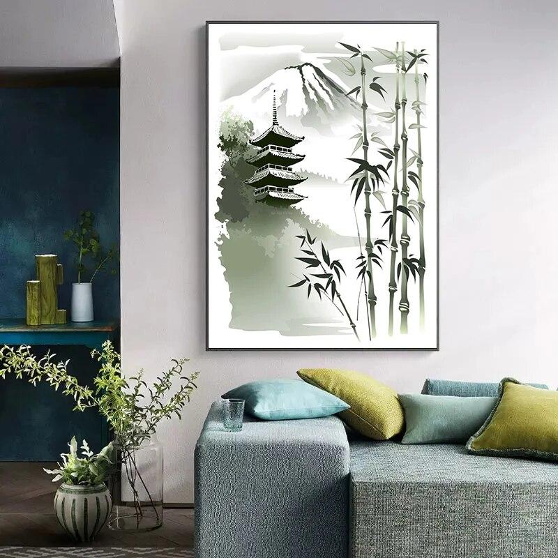 

Япония Природа Пейзаж Горы Бамбуковые Плакаты Холст Картина Японская Культура Настенное Искусство Для Гостиной Украшения Дома 21cm×30cm NoFrame
