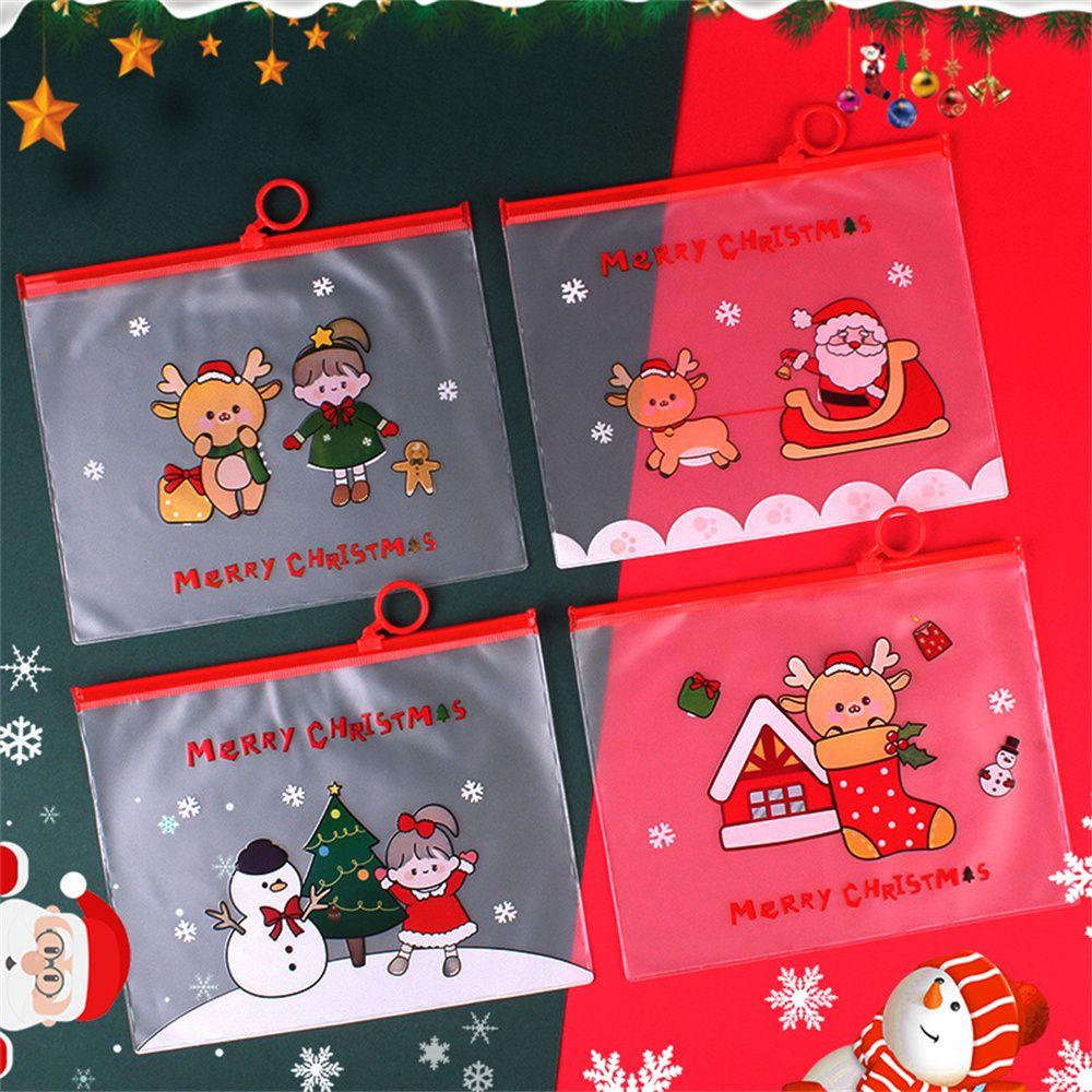 

Kawaii Creative Cartoon Pencil Pouch High Capacity Pencil Bag Christmas Ring File Bag