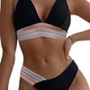 Wave Webbing Patch Low Waist Sexy Two Piece Bikini Set Elegant
