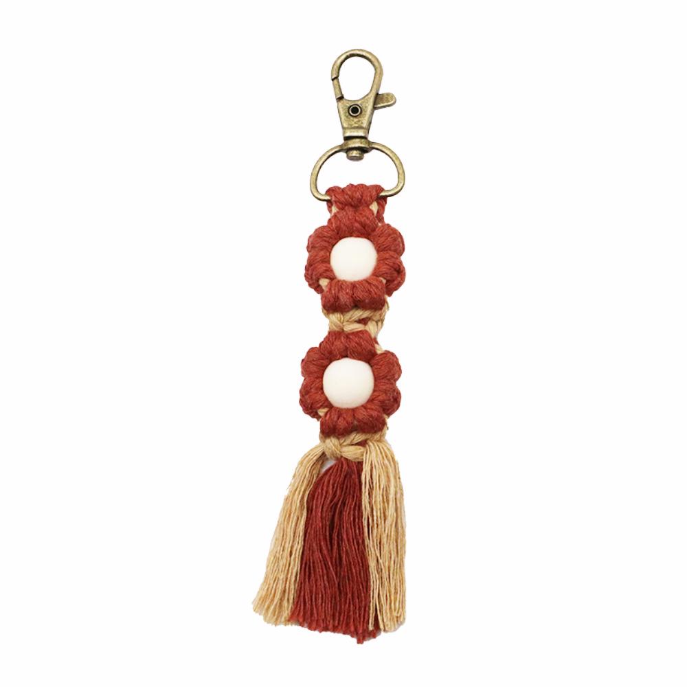 Hand-Woven Cotton Rope Flower Keychain Ornament