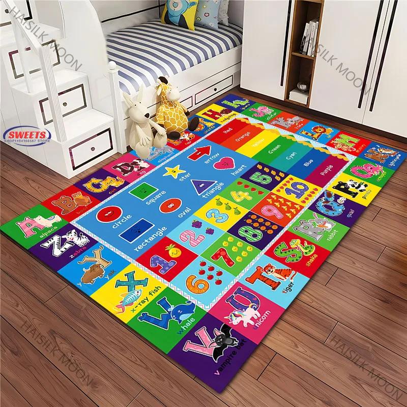 Tapete 3D ABC para Quarto de Crianças, Tapetes Infantis ABC para Chão, Tapete de Brincar com Alfabeto Tapetes Infantis Elementares Pré-escolares com Ilustrações de Animais