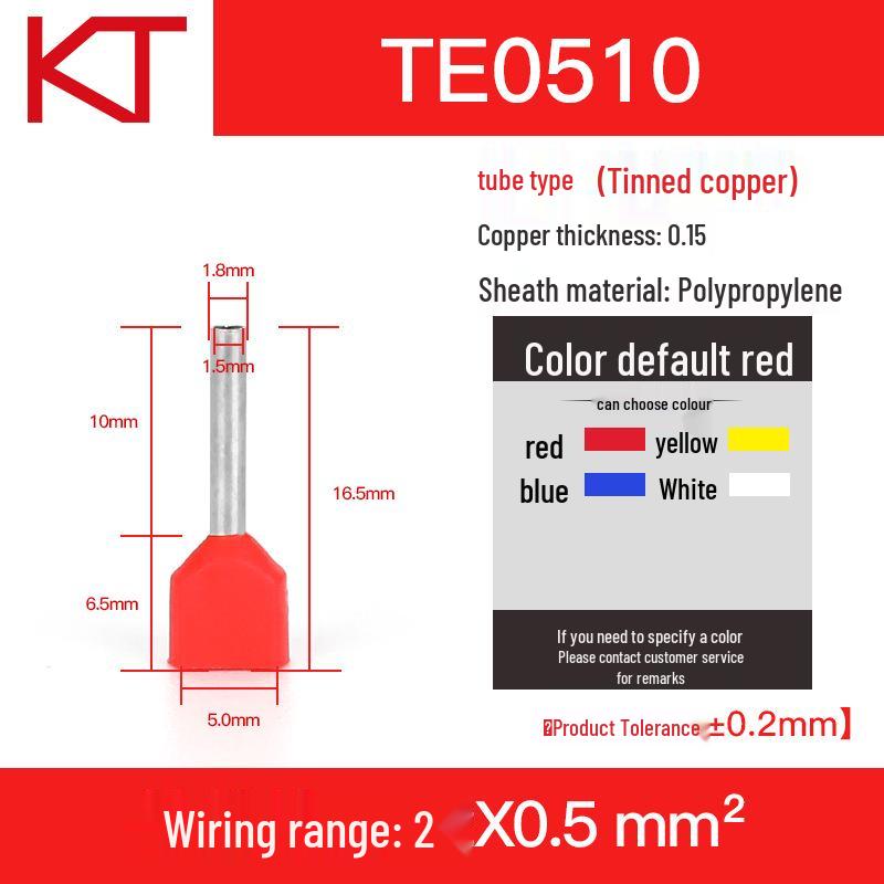 KST TE0508/0510/0512 Two-Wire Tubular Pre-Insulated Purple Copper Cold Crimp Terminal