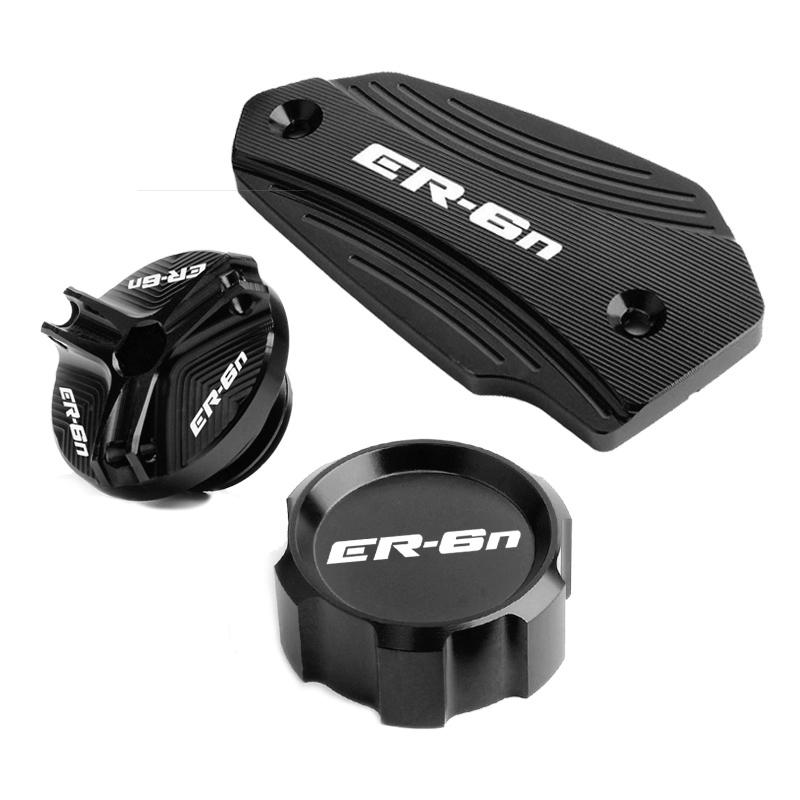 For Kawasaki ER6N ER-6N 2009-2016 Accessories Motorcycle Rear Front Brake Fluid Reservoir Covers & Oil Filler Cap Protector