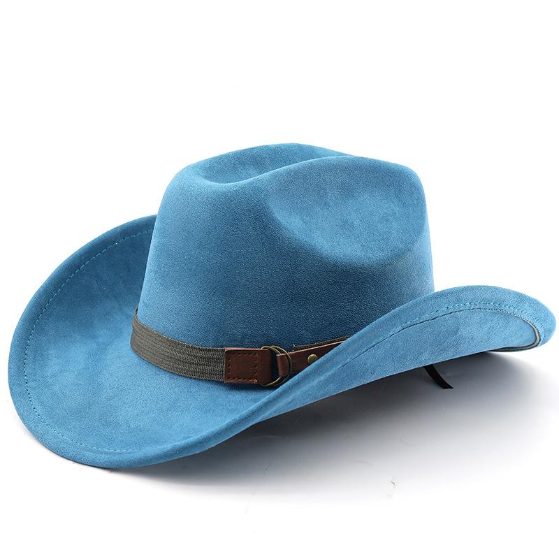 Retro Style Suede Western Cowboy Hat Woolen Jazz Top Hat Men and Women's Ethnic Style Autumn and Winter Felt Hat Big Eaves Hat
