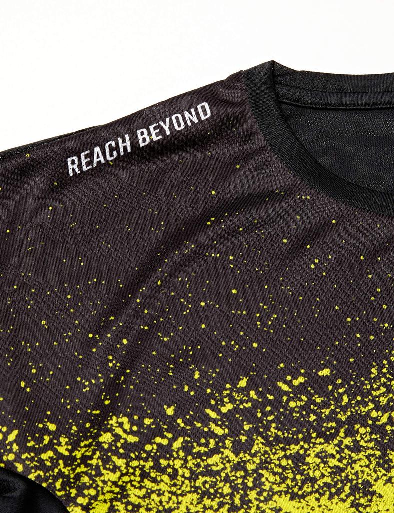 Mizuno Volleyball Practice T-Shirt, Short Sleeve, V2MA0111, Black/Lime, Size 2XL (Equivalent to Japanese Size 3L)