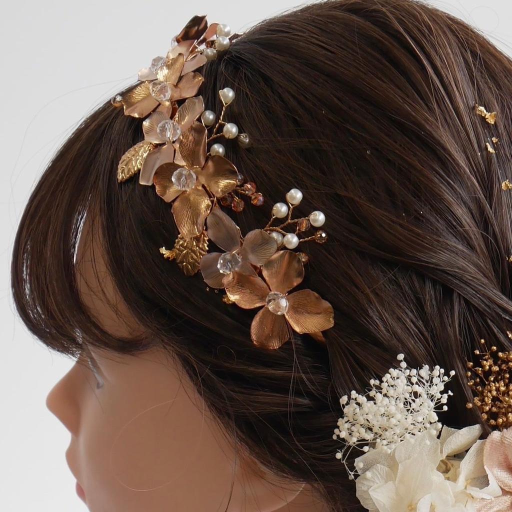 Lomeri Arany Fejpánt Szárított Virág Hajdísz Nagykorúvá válási Ünnepség Ballagási Ünnepség Esküvő Hakama Arany E E24 [Lomeri] (Rózsaszín)