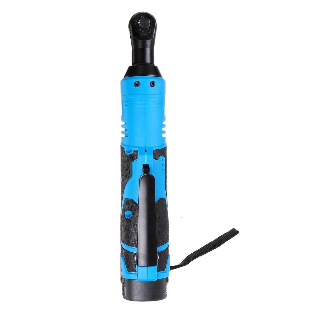 Blue 100N.m Electric Wrench Cordless Ratchet Rechargeable Scaffolding Right Angle Wrench with  2 Battery Charger Power Tool 18V 3/8Inches