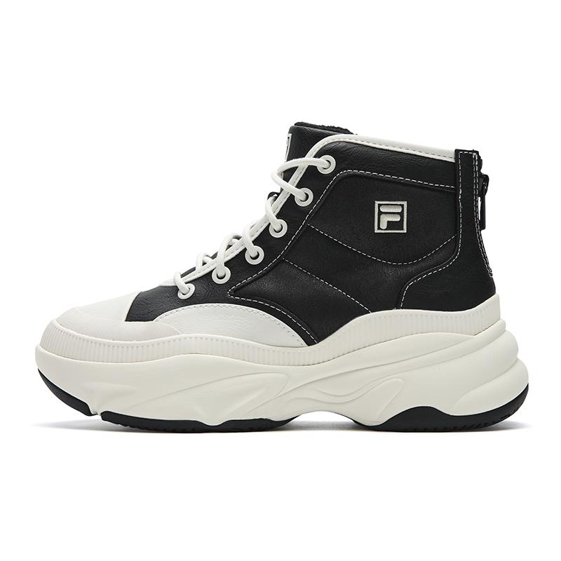 FILA BREAD Height Increasing Thermal Mid top Casual Shoes Women's Black White F12W541120FBG