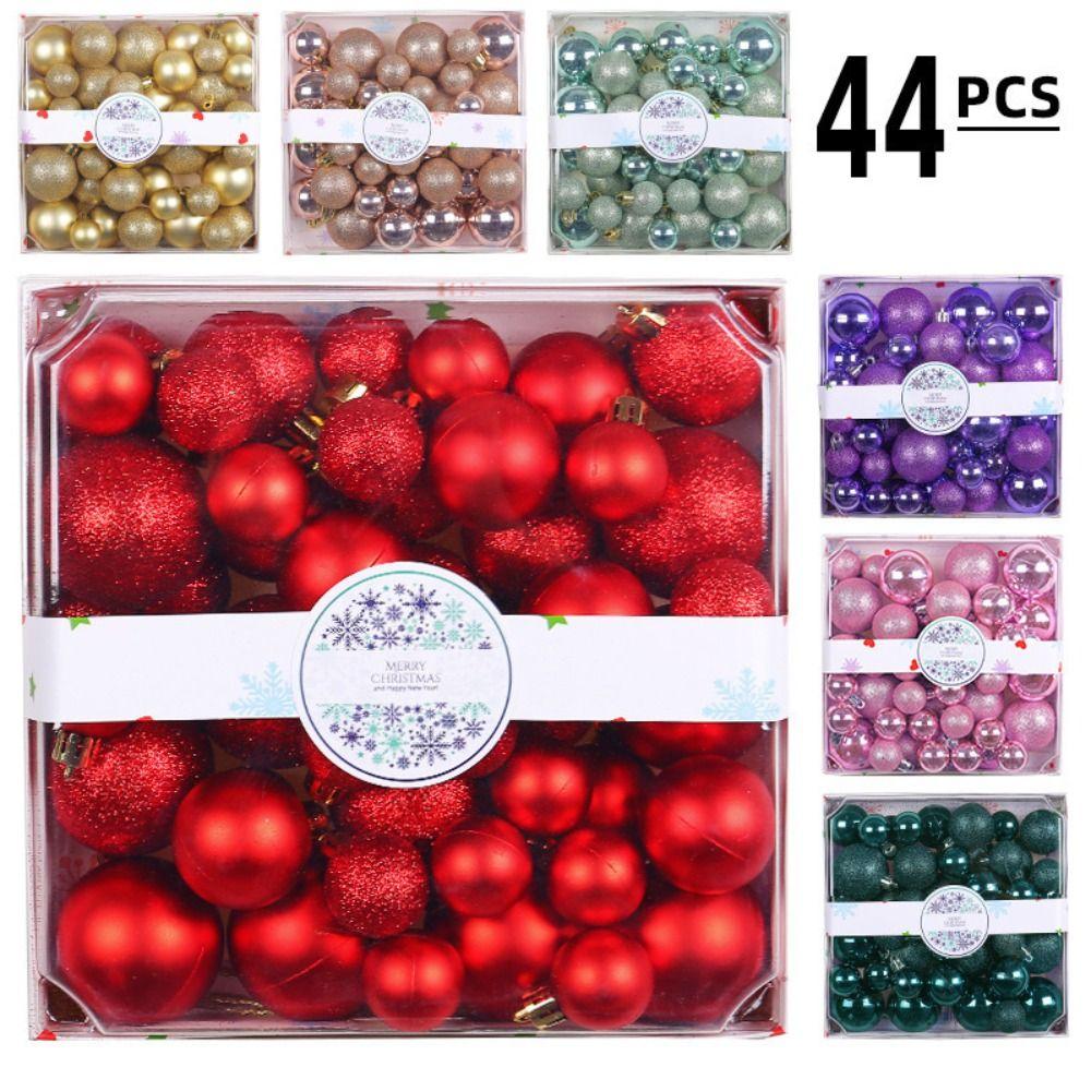 44pcs Shatterproof Christmas Tree Decoration Pendant 3/4/5CM Hanging Ornament  New Year