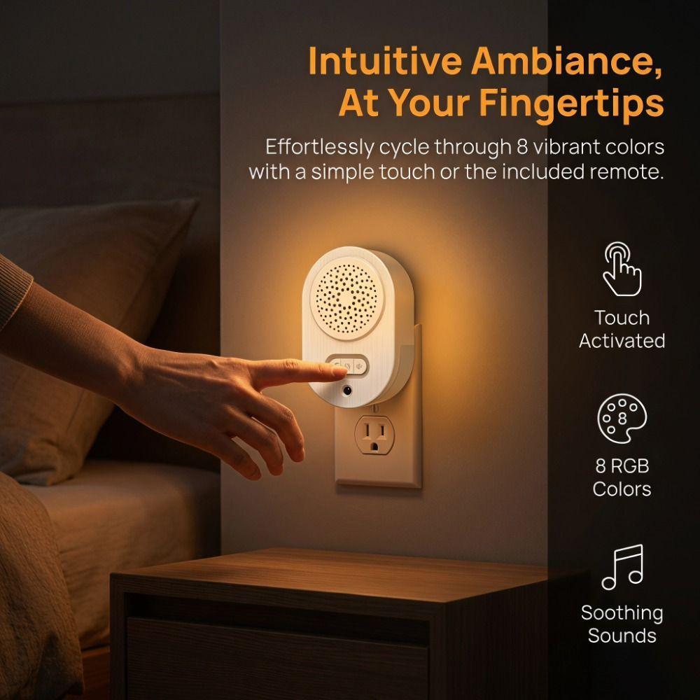Dimmable LED Night Light White Noise RGB Color Motion Sensor Ambient Lamp