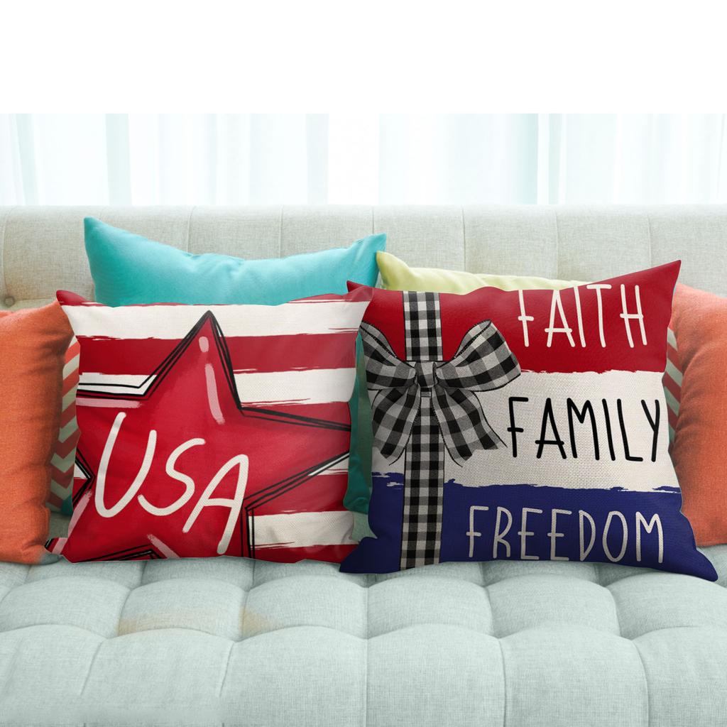 Independence Day Covers America Throw Covers Patriotic Pillows Memorial Day Decor Cushion Case