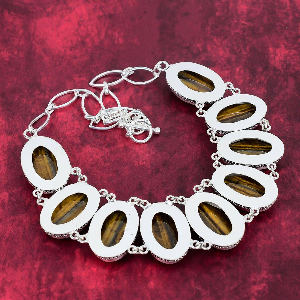 Tigerøye 925 Solid Sterling Sølv Halskjede Justerbart, Kjede Halskjede Håndlaget Edelsten, Gave Til Mamma Antikke Smykker