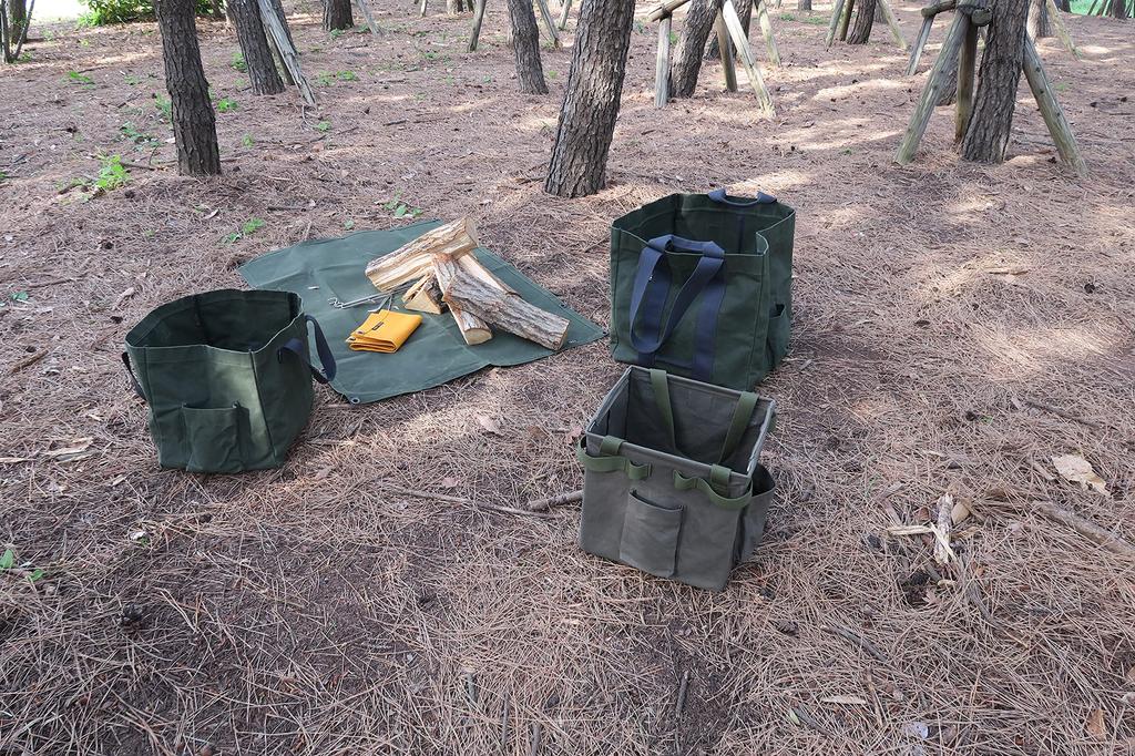 HOBI in Stehender Hochwertiger Canvas-Textur Wasserabweisende Paraffinverarbeitung und 2WAY Military Anmo Schwarz Khaki IN [Made Japan] Tote, (Grob