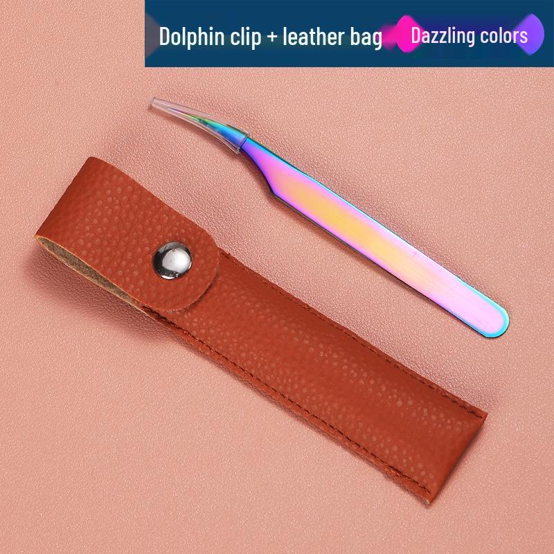 Plated Iridescent Precision Stainless Steel Rose Gold Feather Tweezers for Grafting False Eyelashes