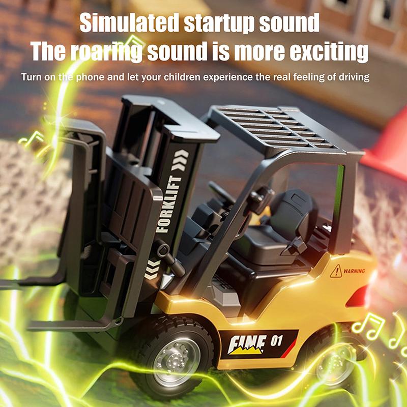 1/64 Remote-Controlled Alloy Forklift Engineering Vehicle Tabletop Toys Model Collection Gift For Boys