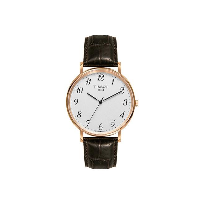 Tissot Lovely Series Quartz Movement 30 Meters Water Resistant Watch 42 Mm Silver Dial Stainless Steel Case Leather Strap T109.610.36.032.00