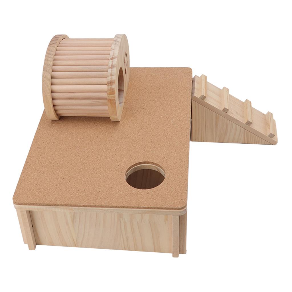 Wooden Hamster Ladder House Wear Resistant Hamster Platform with Hideout Climbing Ladder for Small Pets Chinchilla Rabbit