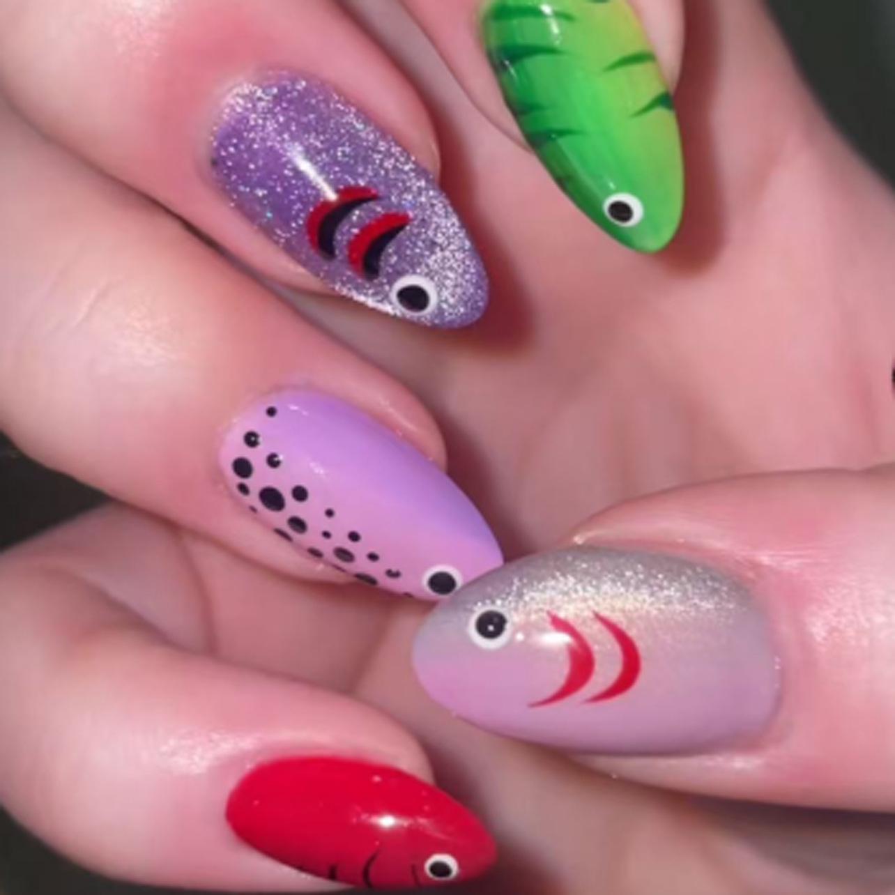 

European & American Cross-border Cat Eye 3D Nail Art Tips - Dopamine Color Wearable Fake Nails