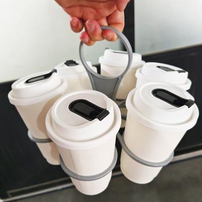 6-Cup Foldable Coffee Carriers Portable Drink Holder Tray with Handle Universal Cup Holder for Parties Camping Beverages