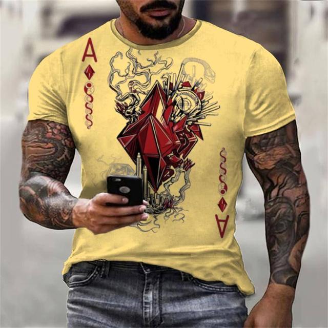 Summer Colorful Poker Gems Print Pánské tričko 3D Pánské Jesus Móda Ležérní Topy Krátké rukávy