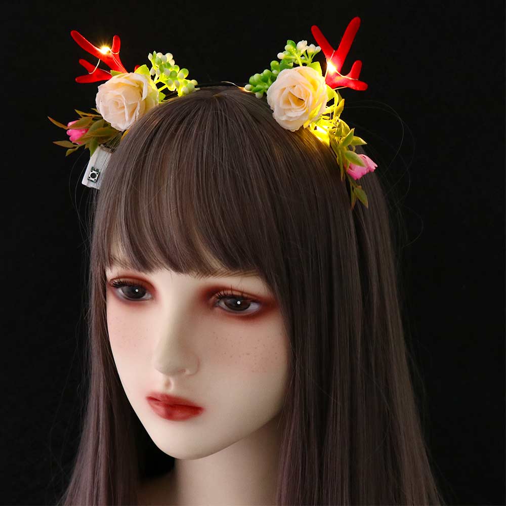Party Decorations Photo Props Elk Ears Headband Fairy Deer Ear Women Hair Wear Glowing Headband