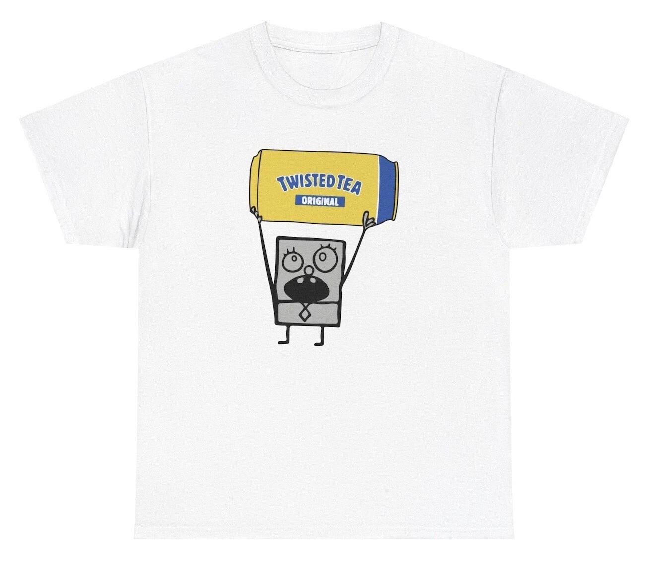 Doodlebob Twisted Tea T Shirt Funny Alcohol Day Drinking Gen Z Meme Humor Tee L