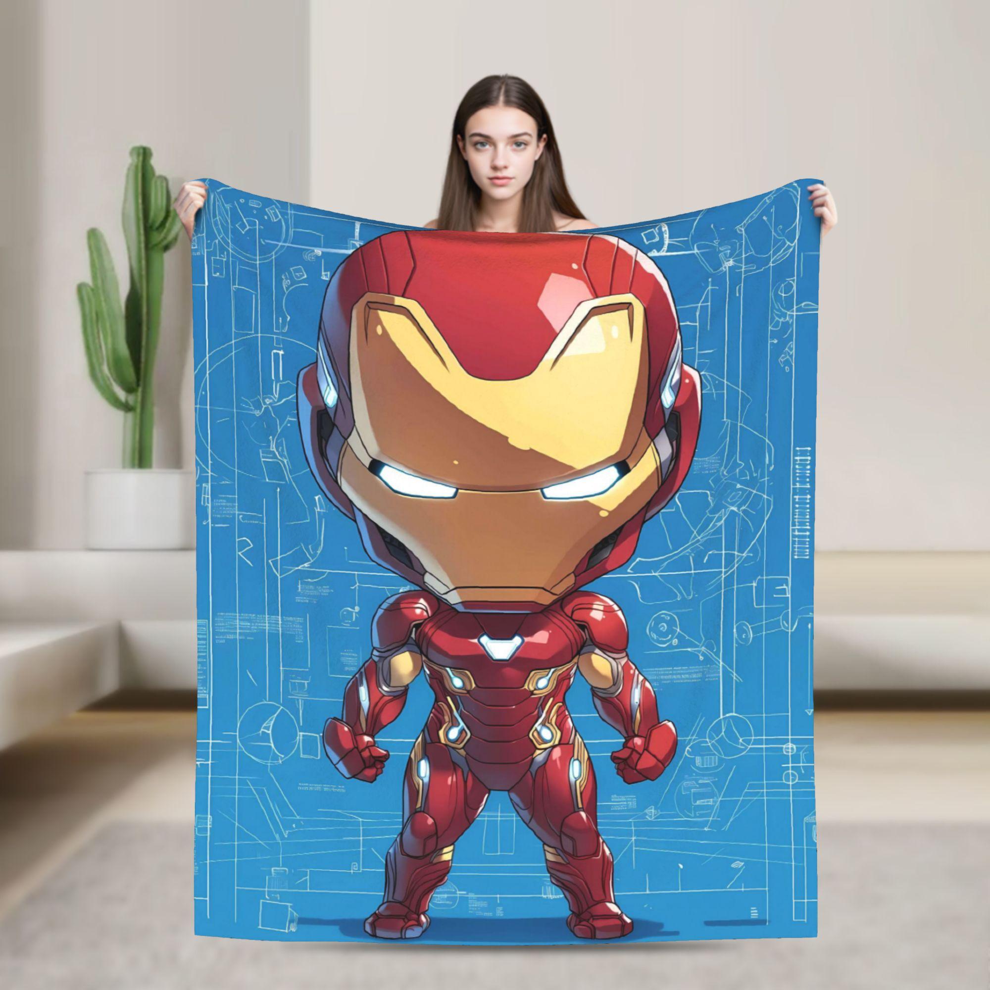 

Iron Man Flannel Blankets Winter Super Soft Throw Blanket for Kids Home Decor Print Bedspread Sofa Bed Cover 75cmx90cm чёрный