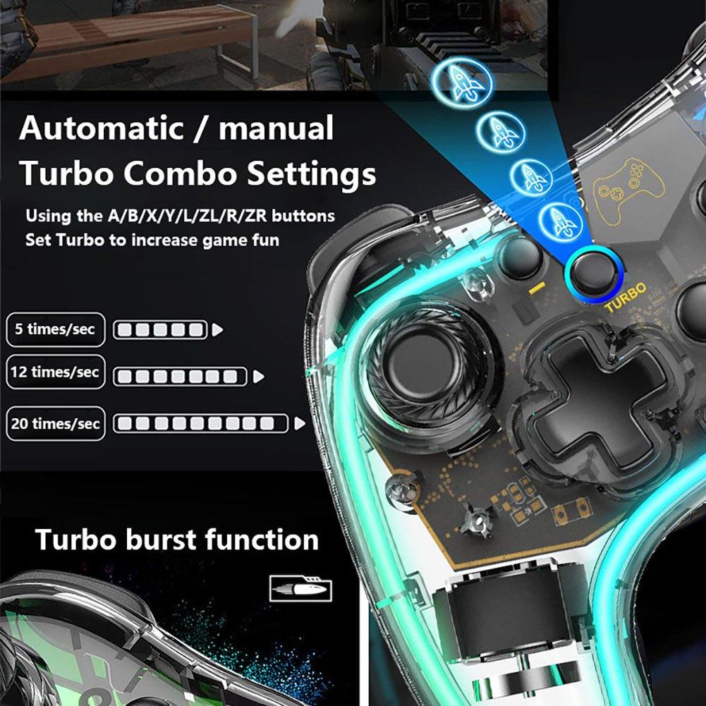 YiLBX Wireless Switch Pro Controller Compatible with Nintendo Switch/Switch lite/Switch OLED, Support Turbo,Wake-up Function and Adjustable LED