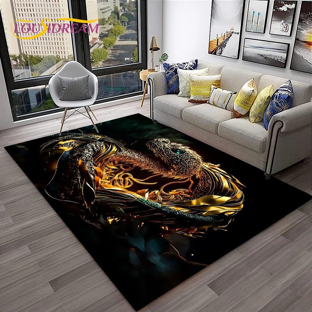Gothic Serpent Viper 3D Python Snake Carpet Rug for Home Living Room Bedroom Sofa Doormat Decor,kids Area Rug Non-slip Floor Mat