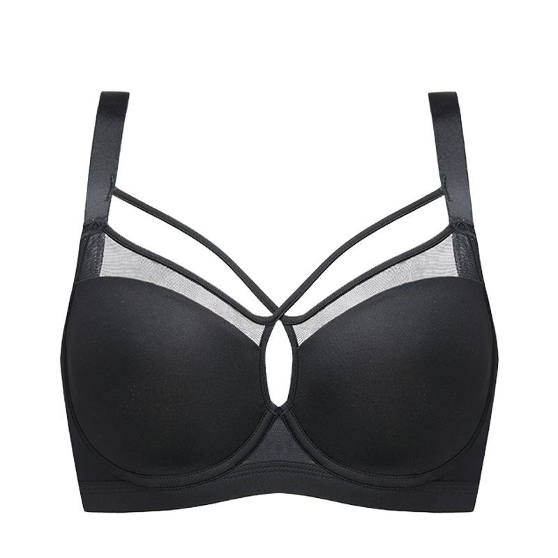 Summer Large Size Underwear Women's Big Breasts Show Small Full Cup Thin Sexy Collection Breasts Gather Anti-sagging Bra