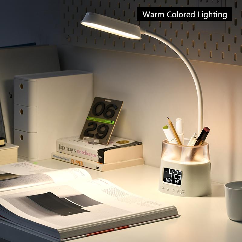 

1PC multi-functional desktop pen holder clock, RGB bedroom bedside nightlight, ABS plastic + silicone material белый